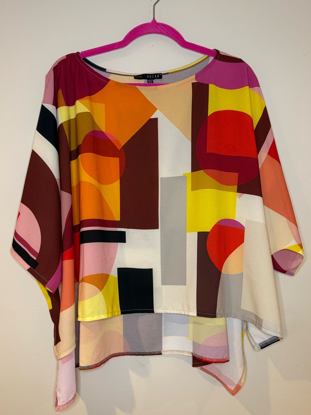 Kozan O/S Multicolor Geometric Print Women's Top